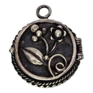 Antique Sterling Silver Floral Locket Pendant